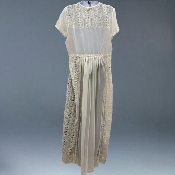 lauren conrad peasant flowy cottagecore retro lace sheer maxi kimono duster - Picture 7 of 8